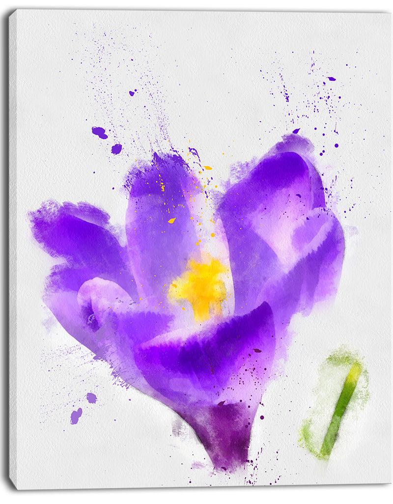 Designq Large Violet Crocus Watercolor - Large Floral Canvas Artwork