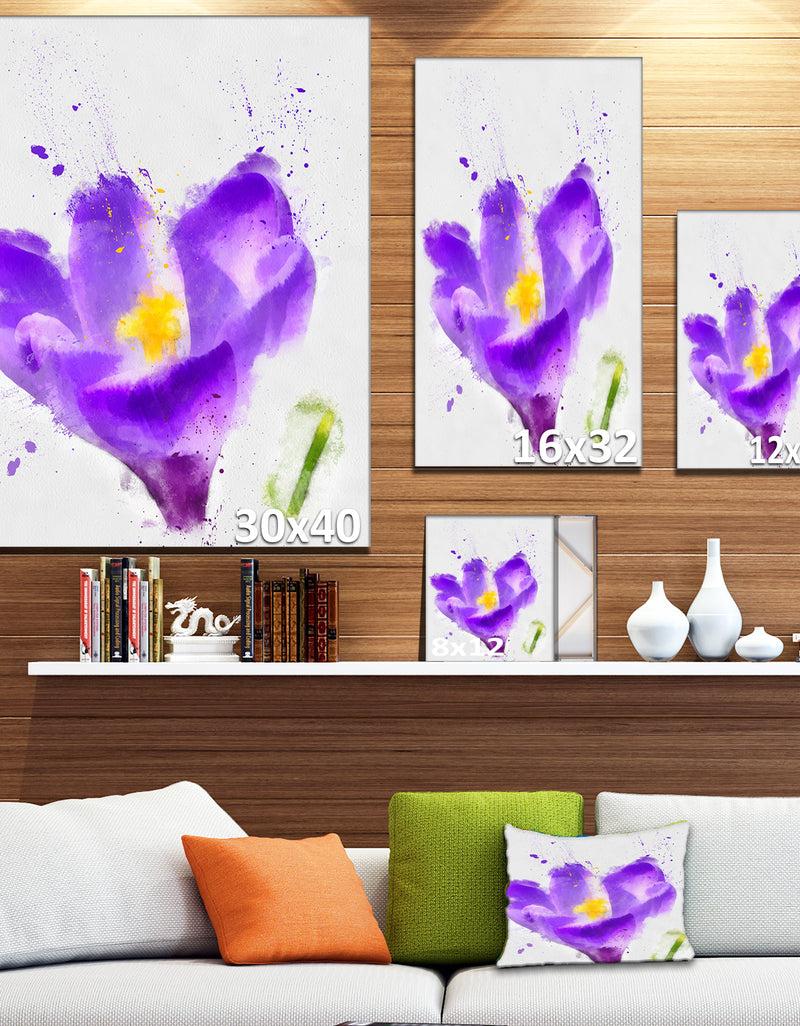 Designq Large Violet Crocus Watercolor - Large Floral Canvas Artwork