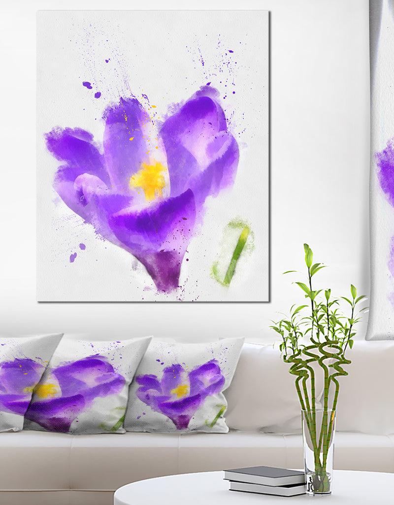 designq Large Violet Crocus Watercolor - Large Floral Canvas Artwork