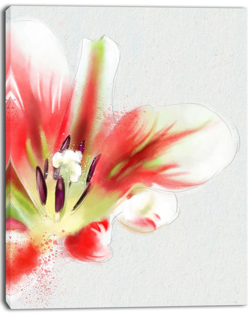Designq Large Watercolor Red Tulip Flower - Large Floral Canvas Artwork
