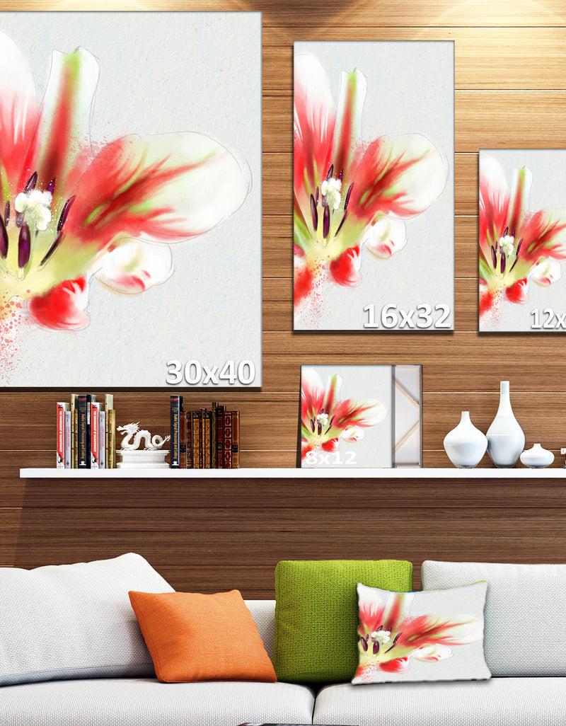 Designq Large Watercolor Red Tulip Flower - Large Floral Canvas Artwork
