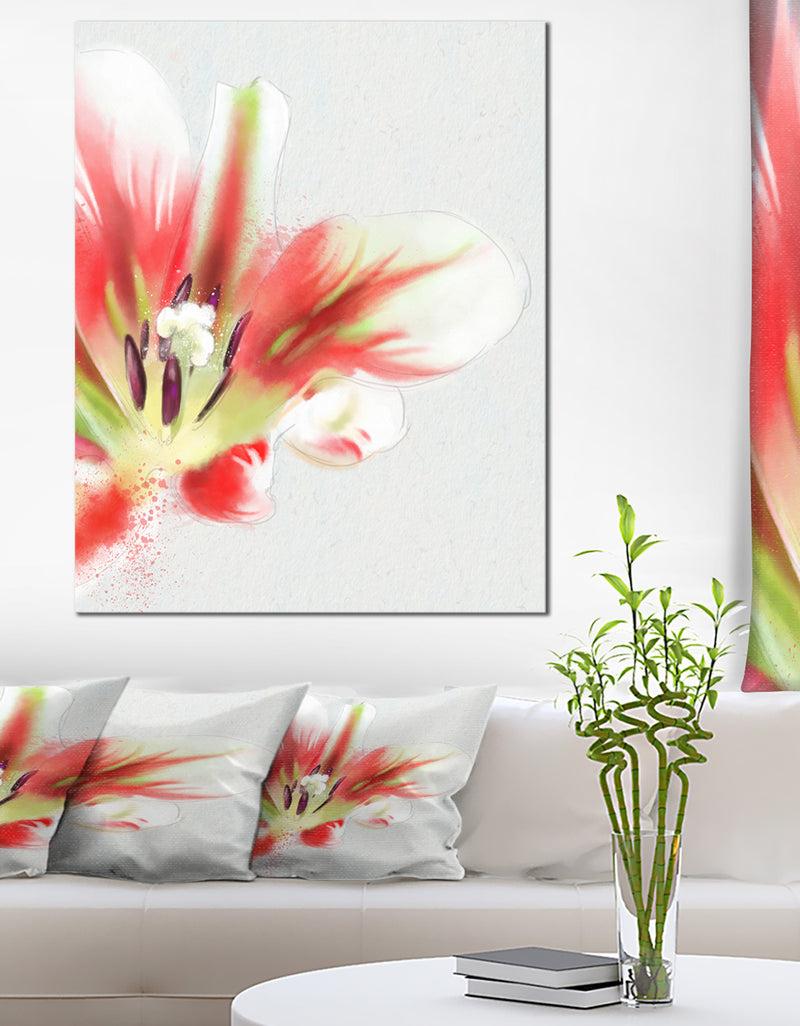 designq Large Watercolor Red Tulip Flower - Large Floral Canvas Artwork