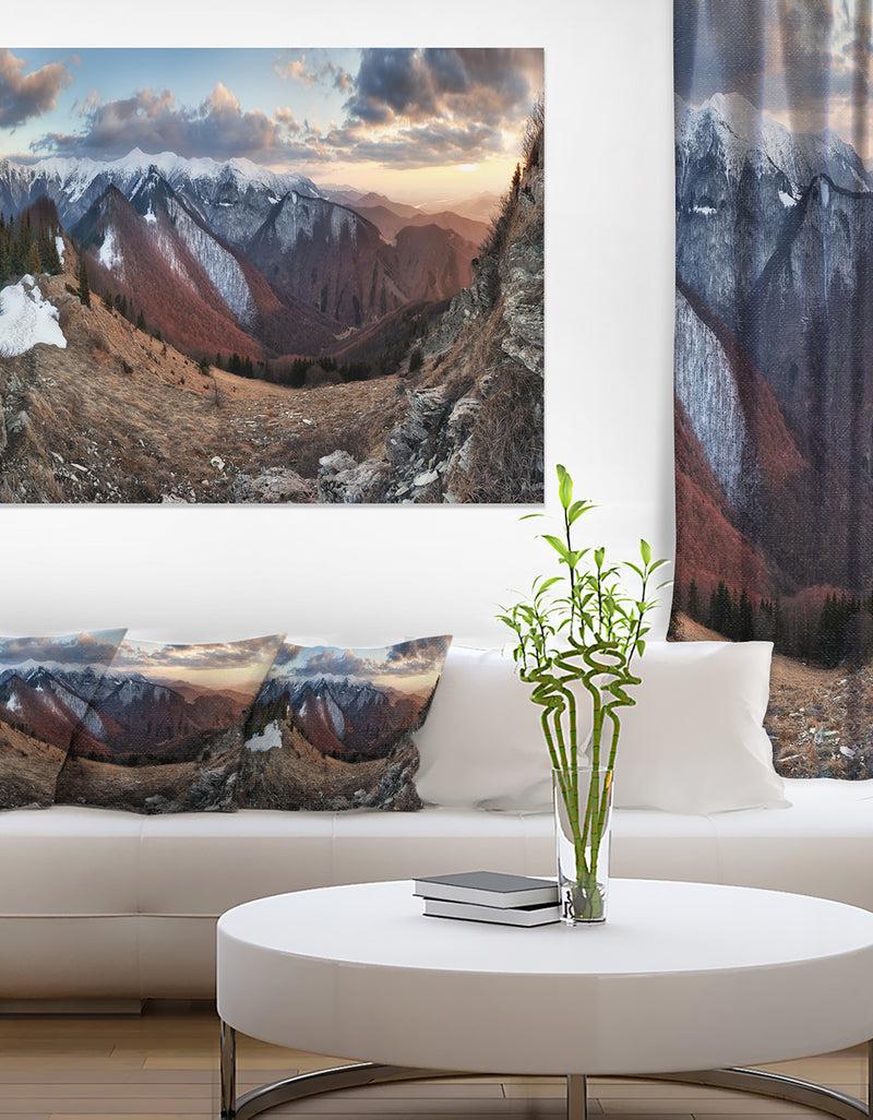 designq Layers of Foggy Hills Panorama - Landscape Artwork Canvas