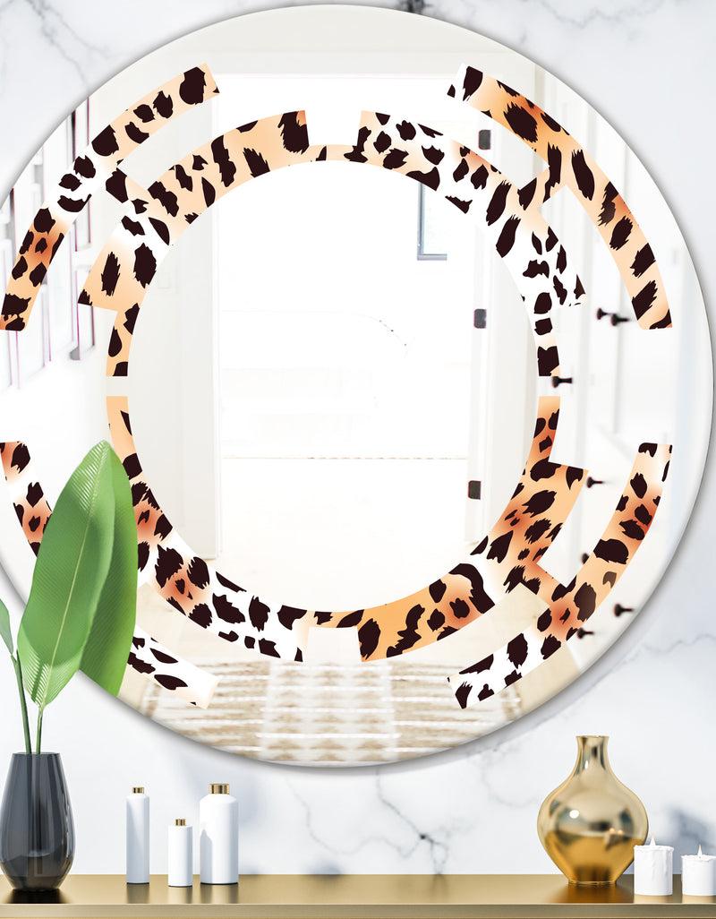 designq Leopard Fur Safari II - Modern Round or Oval Wall Mirror - Space