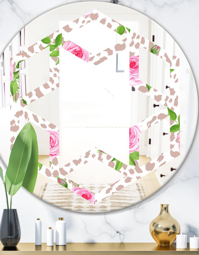 designq Leopard Fur Safari IV - Modern Round or Oval Wall Mirror - Hexagon Star