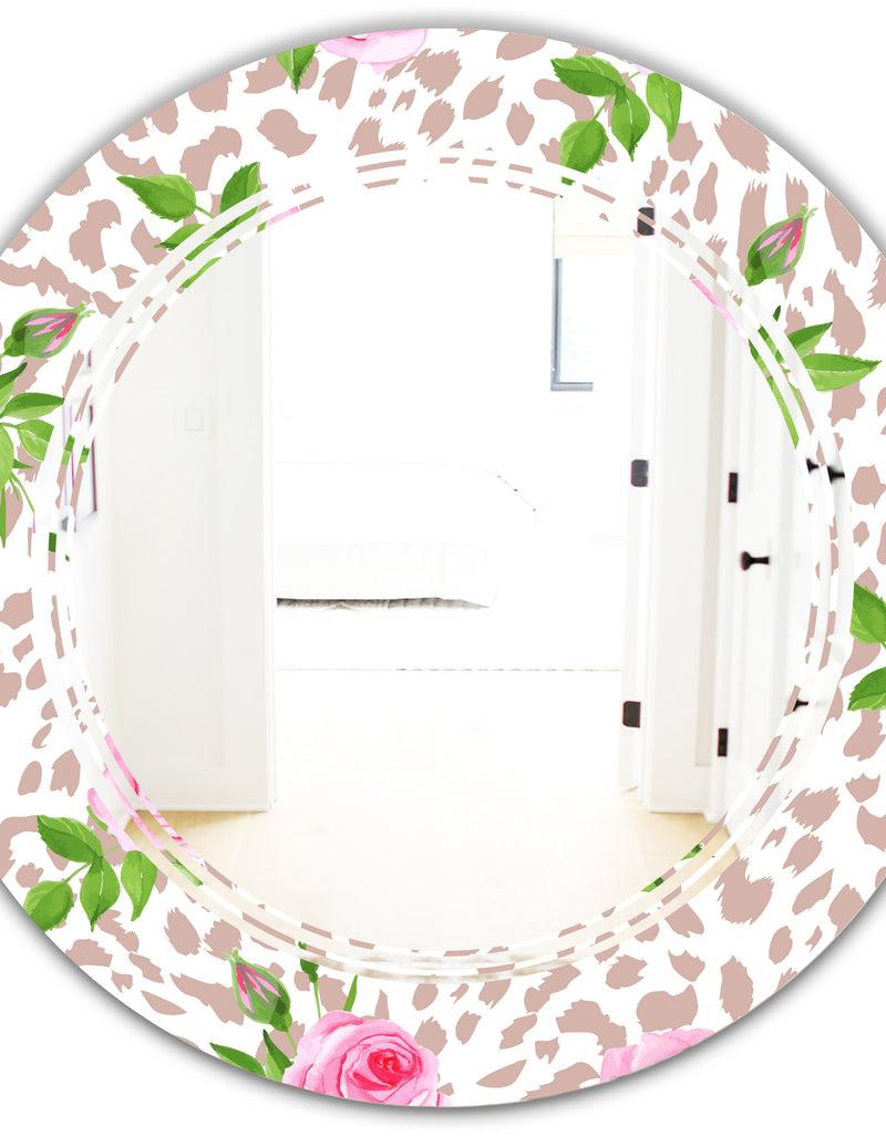 Designq Leopard Fur Safari IV - Modern Round Or Oval Wall Mirror - Triple C