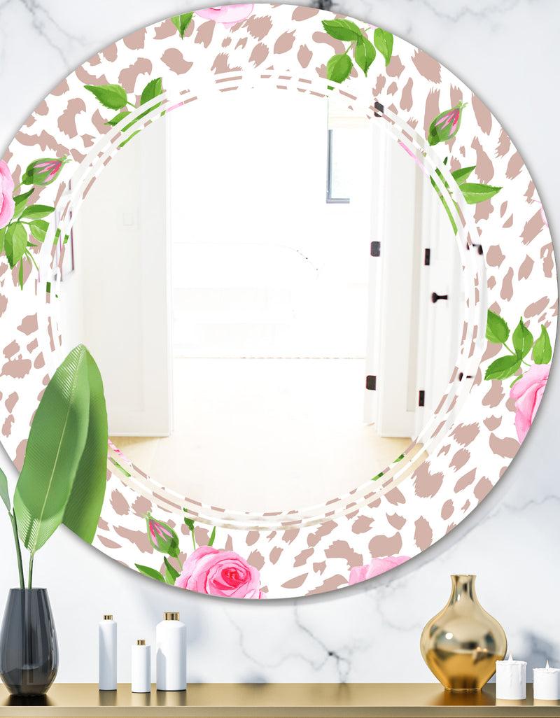 designq Leopard Fur Safari IV - Modern Round or Oval Wall Mirror - Triple C