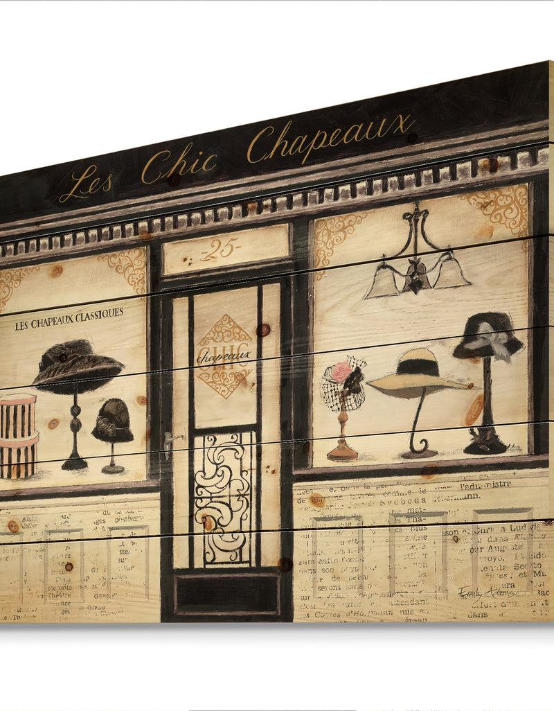 Designq Les Chic Chapeaux French Fashion - Fashion Print On Natural Pine Wood
