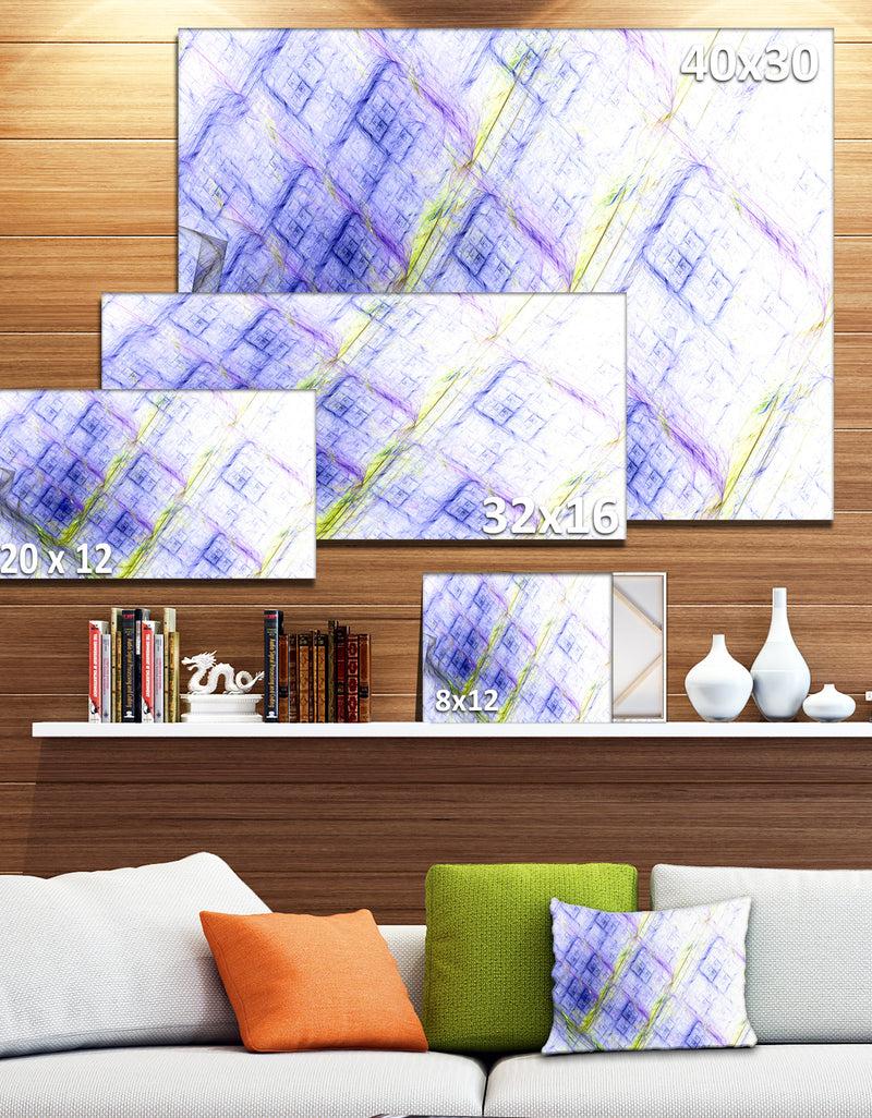 Designq Light Blue Fractal Grill - Extra Large Abstract Art On Canvas