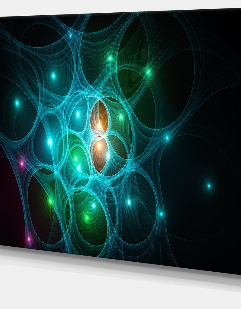 Designq Light Blue Fractal Space Circles - Extra Large Abstract Canvas Art Print