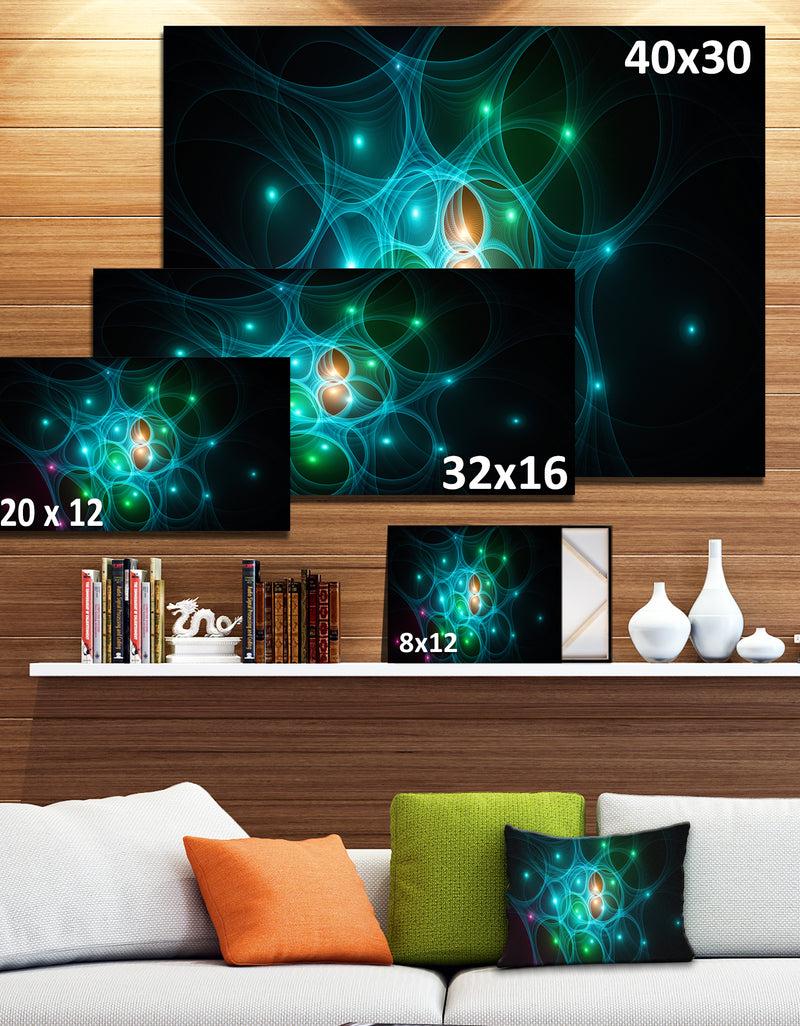 Designq Light Blue Fractal Space Circles - Extra Large Abstract Canvas Art Print