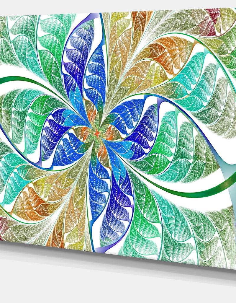 Designq Light Blue Fractal Stained Glass - Large Wall Art On Canvas