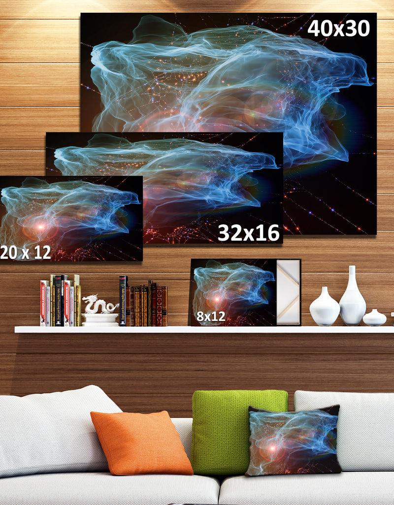 Designq Light Blue Lights Of Network - Abstract Digital Art Canvas Print