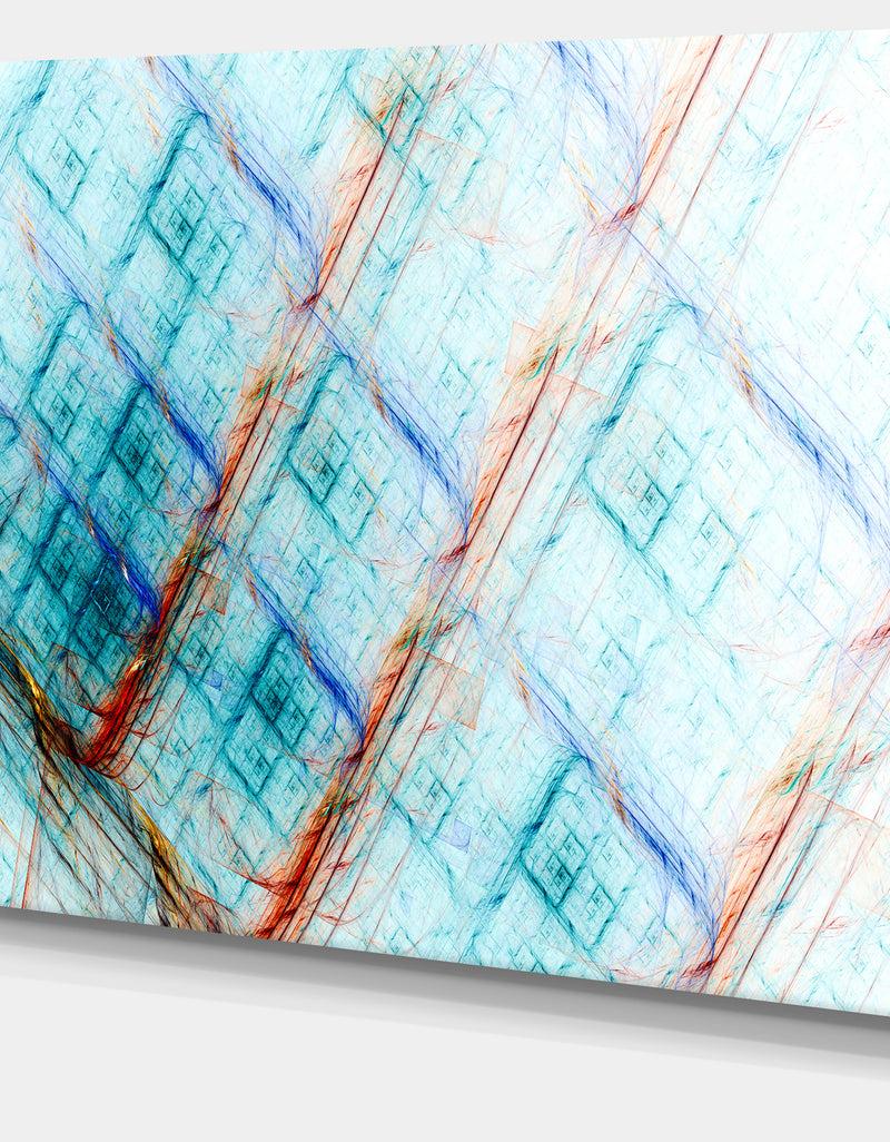 Designq Light Blue Metal Grill - Extra Large Abstract Art On Canvas