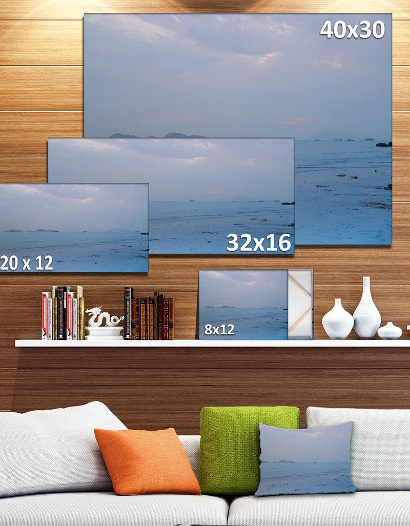 Designq Light Blue Sunset At Lung Kwu Tan Beach - Landscape Artwork Canvas
