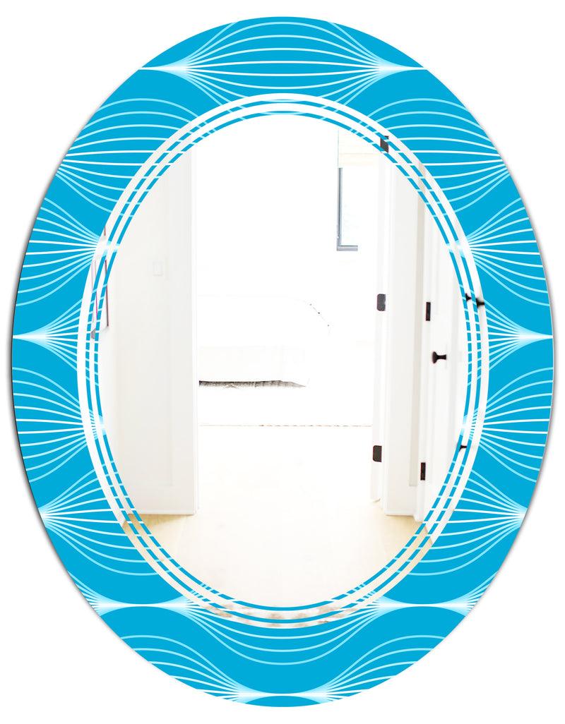 Designq Light Blue Wave Pattern - Modern Round Or Oval Wall Mirror - Triple C