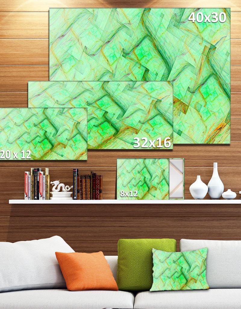 Designq Light Green Electric Lightning - Abstract Art On Canvas