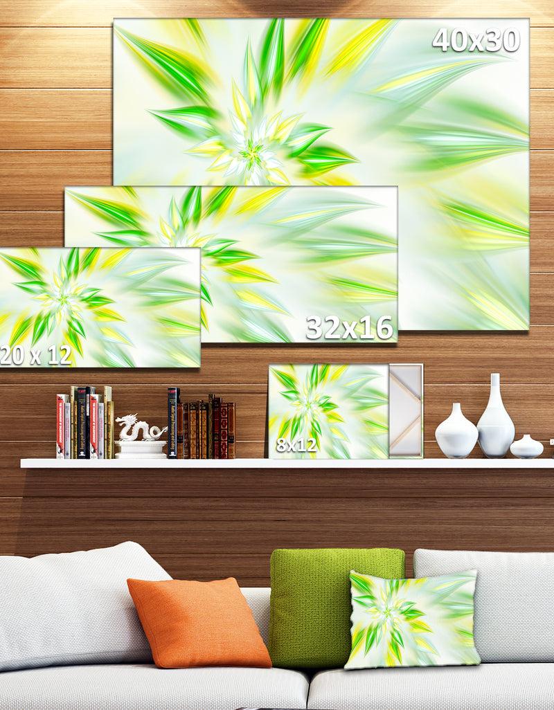 Designq Light Green Fractal Spiral Flower - Extra Large Abstract Canvas Art Print