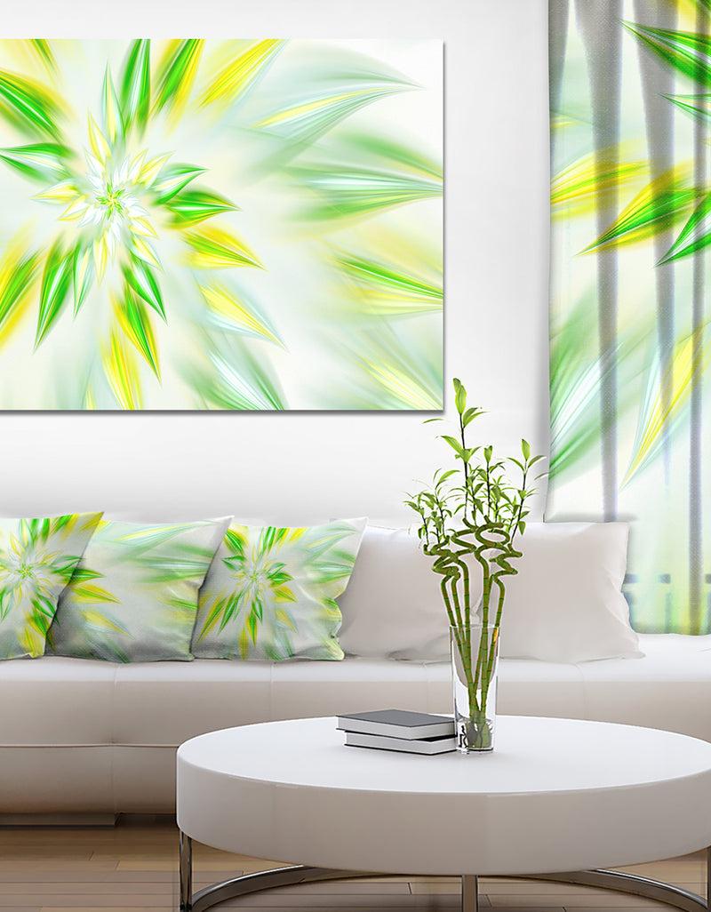 designq Light Green Fractal Spiral Flower - Extra Large Abstract Canvas Art Print