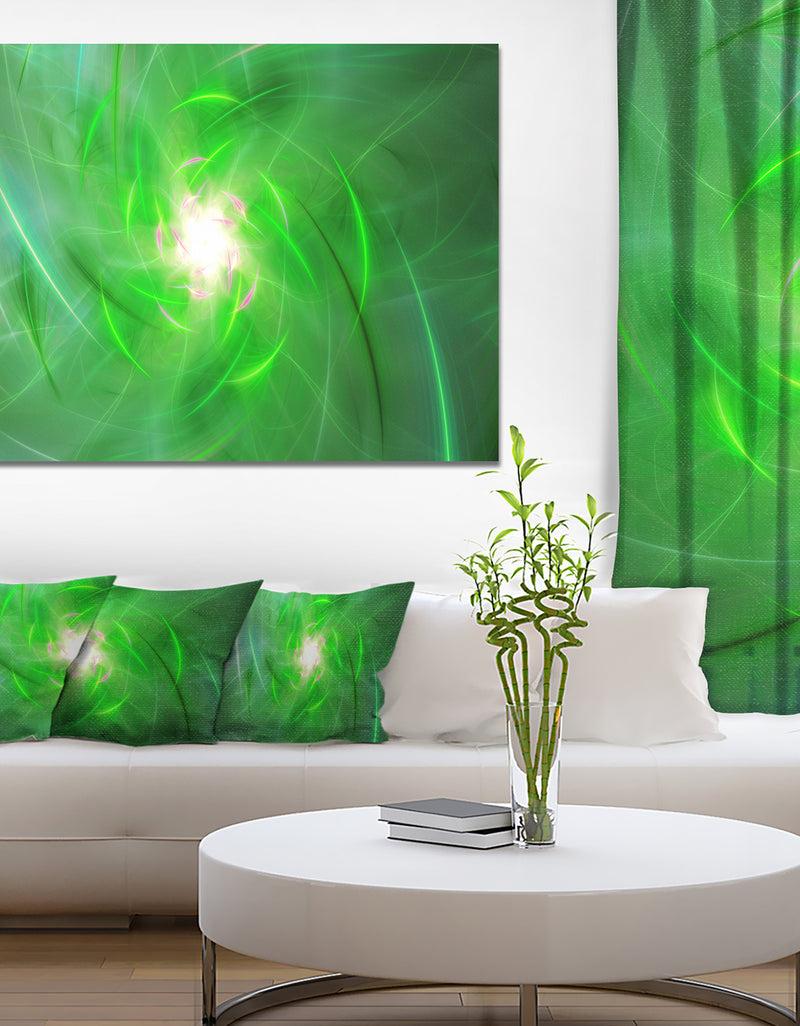 designq Light Green Fractal Whirlpool - Abstract Wall Art Canvas