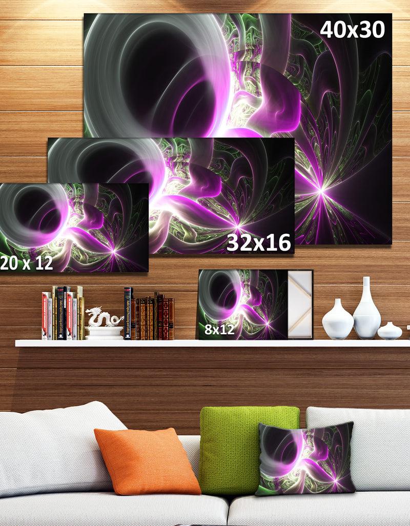Designq Light Purple Designs On Black - Abstract Wall Art Canvas
