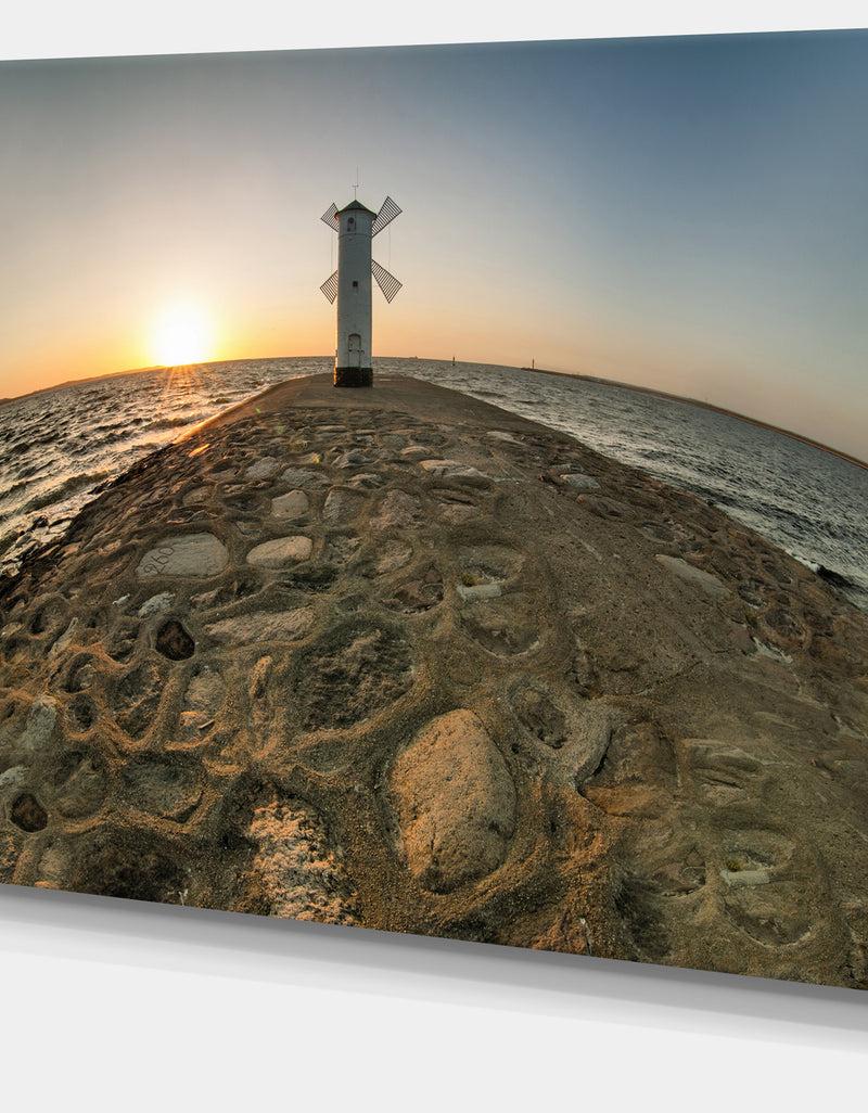 Designq Lighthouse Windmill Stawa Mlyny - Seashore Canvas Wall Artwork