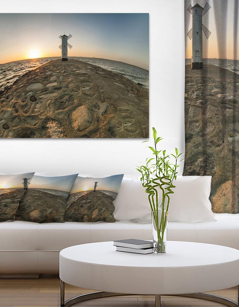 designq Lighthouse Windmill Stawa Mlyny - Seashore Canvas Wall Artwork