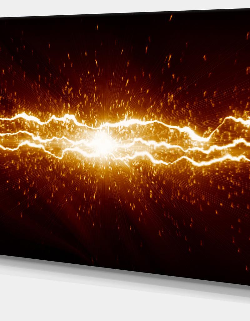 Designq Lightning On Dark Sky - Contemporary Canvas Art Print