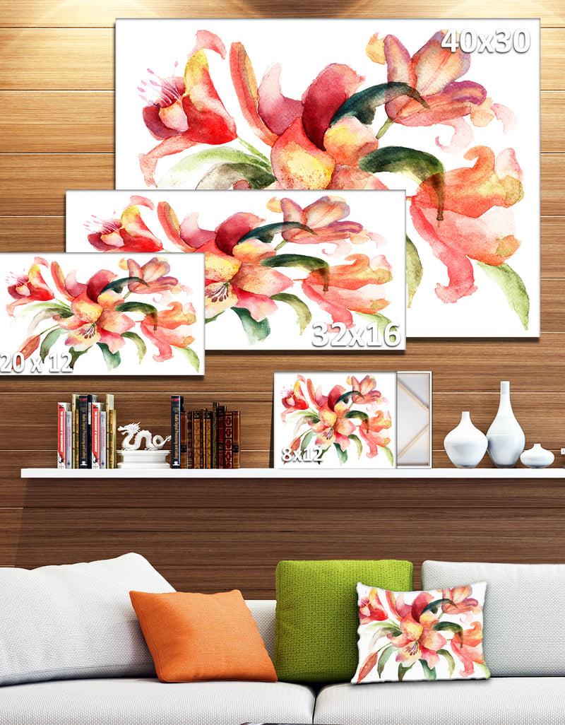 Designq Lily Flowers Watercolor Illustration - Floral Canvas Art Print