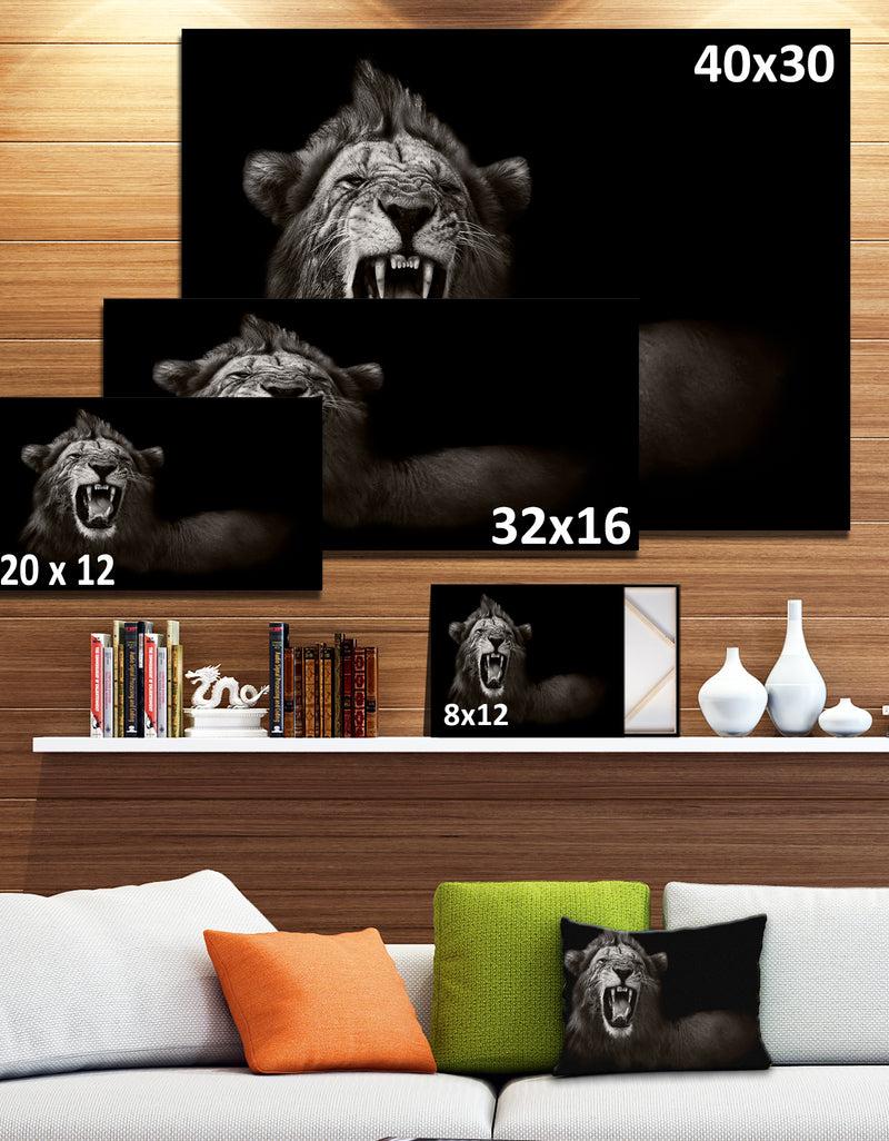 Designq Lion Displaying Fiery Face - Animal Digital Art Canvas Print