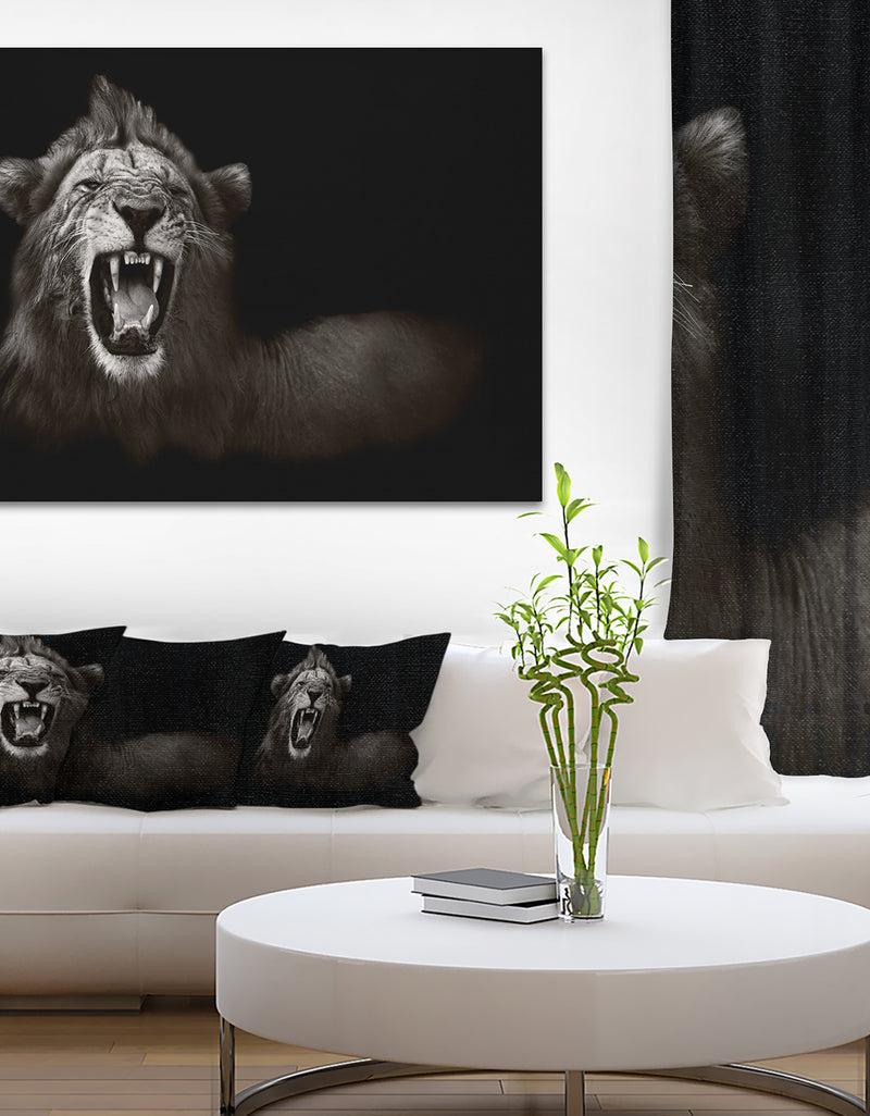 designq Lion Displaying Fiery Face - Animal Digital Art Canvas Print