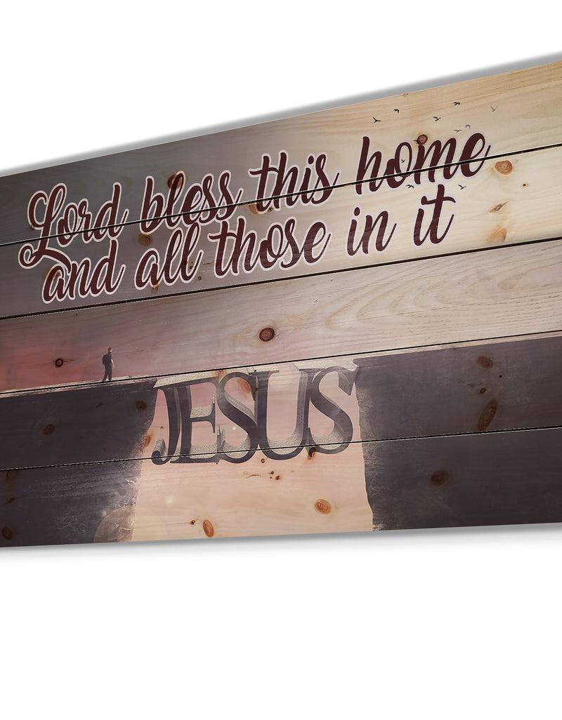Designq Lord Bless This House And All Those In It. Jesus - Textual Entrance Art On Wood Wall Art