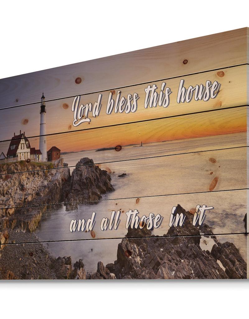 Designq Lord Bless This House And All Those In It. Sunset - Textual Entrance Art On Wood Wall Art