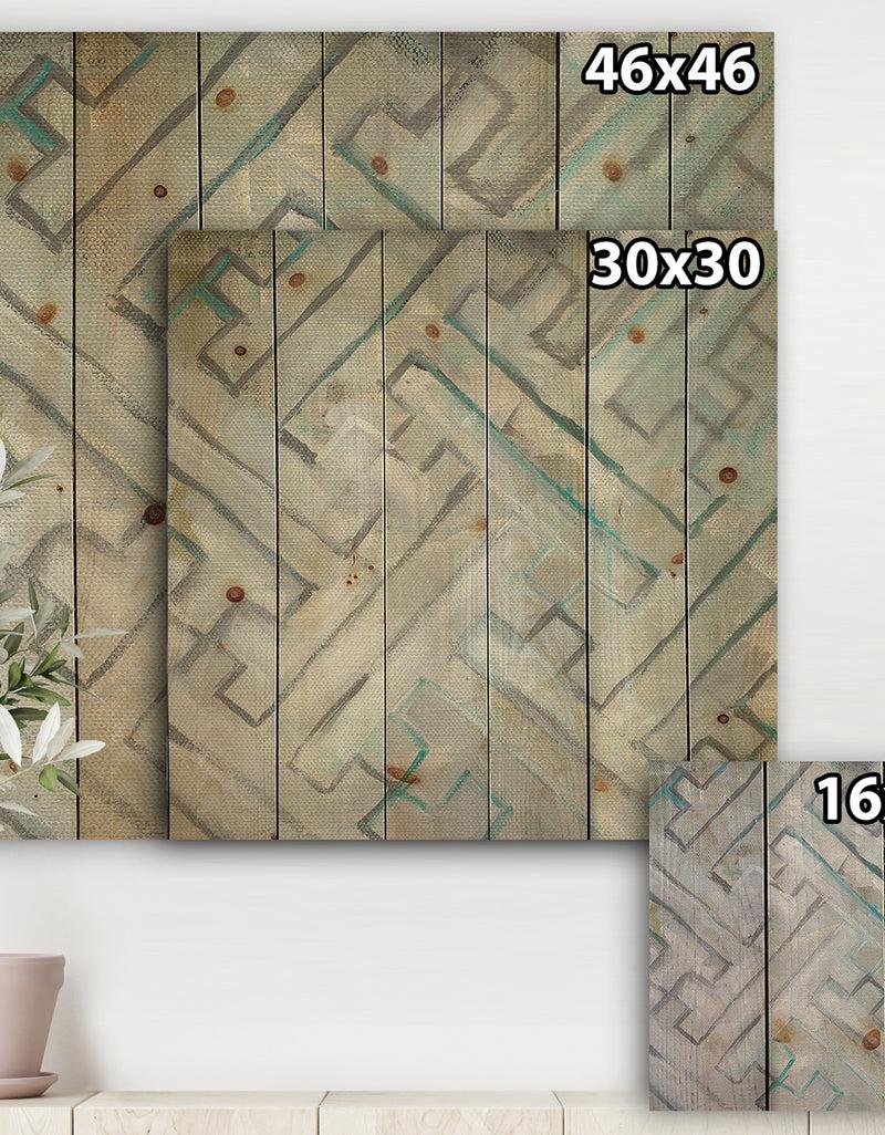 Designq Lost In Geometric Element - Modern & Contemporary Print On Natural Pine Wood
