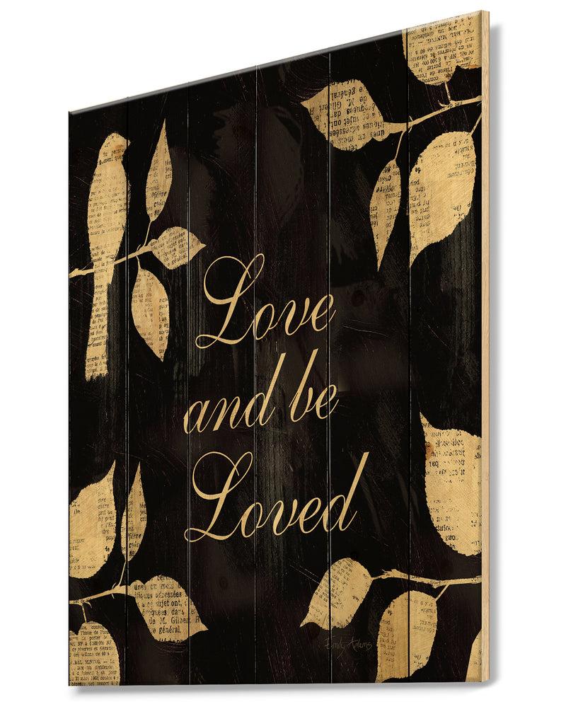 Designq Love And Be Loved Cottage Collage - Lake House Print On Natural Pine Wood