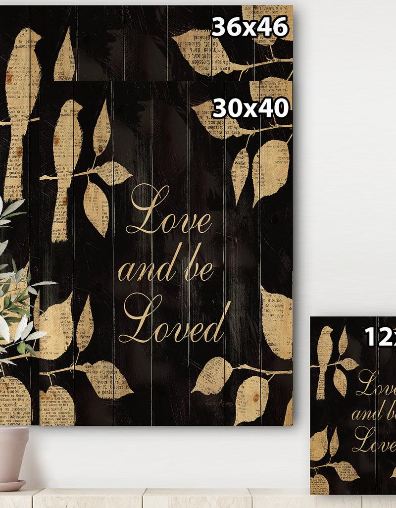 Designq Love And Be Loved Cottage Collage - Lake House Print On Natural Pine Wood