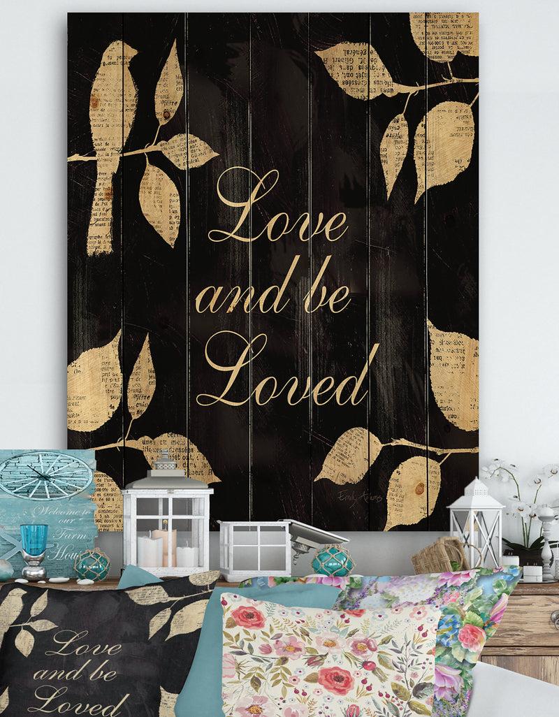 designq Love and Be Loved Cottage Collage - Lake House Print on Natural Pine Wood