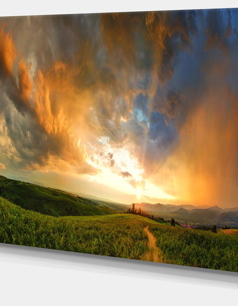 Designq Majestic Sunset With Storm Clouds - Landscape Artwork Canvas