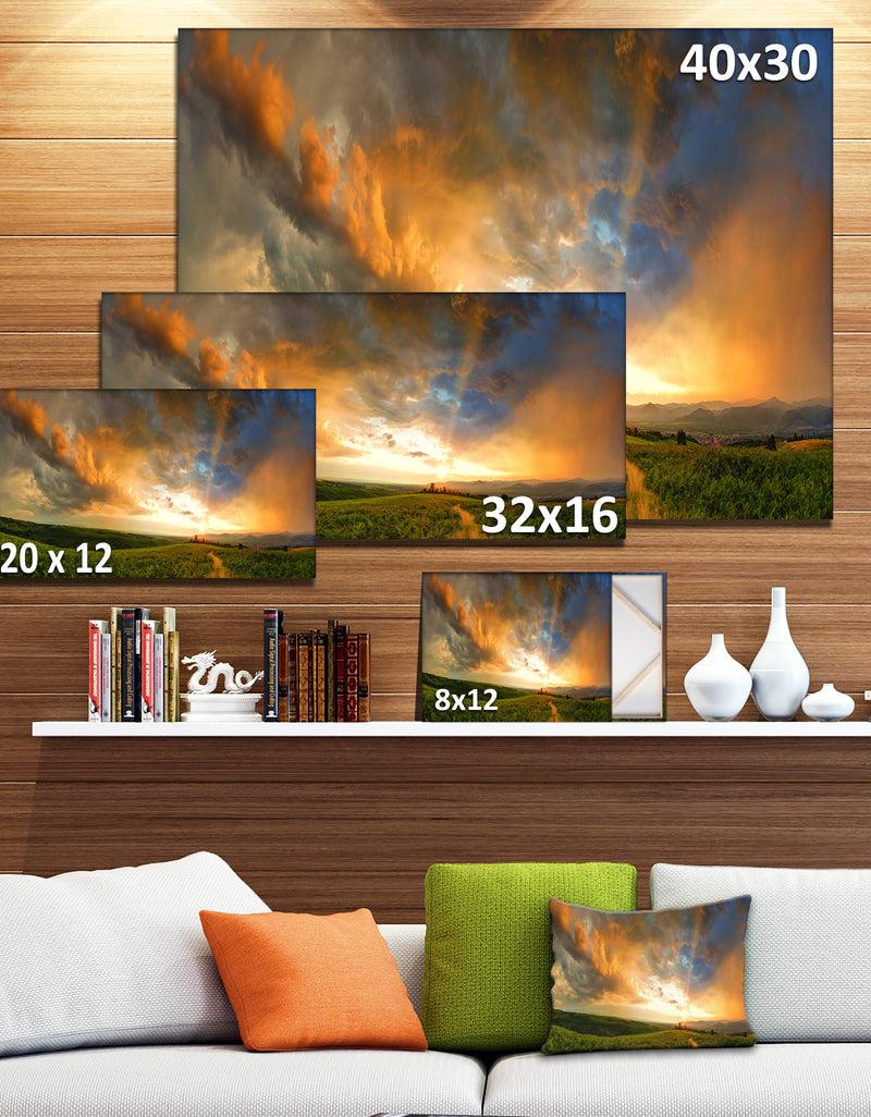 Designq Majestic Sunset With Storm Clouds - Landscape Artwork Canvas