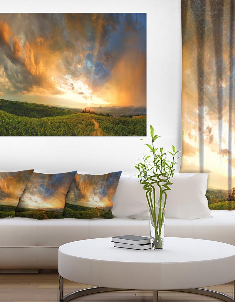 designq Majestic Sunset with Storm Clouds - Landscape Artwork Canvas
