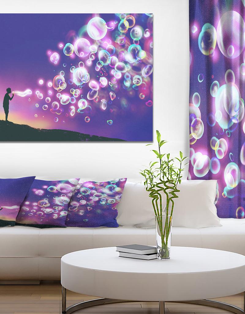 designq Man blowing Soap Bubbles - People Contemporary on wrapped canvas