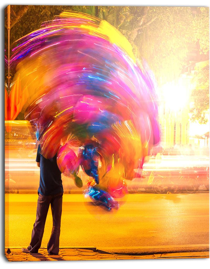 Designq Man With Balloons In Night - Abstract Art Canvas