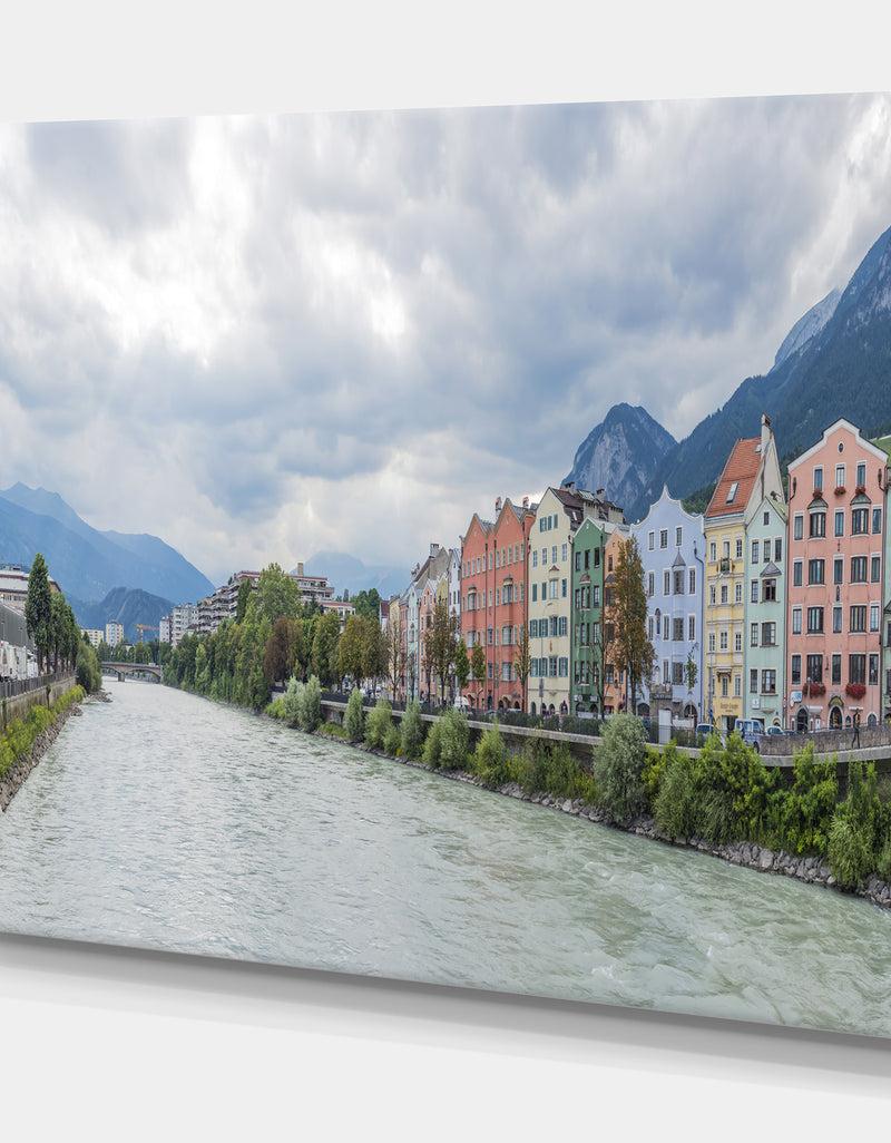 Designq Mariahilf Street In Innsbruck Austria. - Cityscapes Photography On Wrapped Canvas