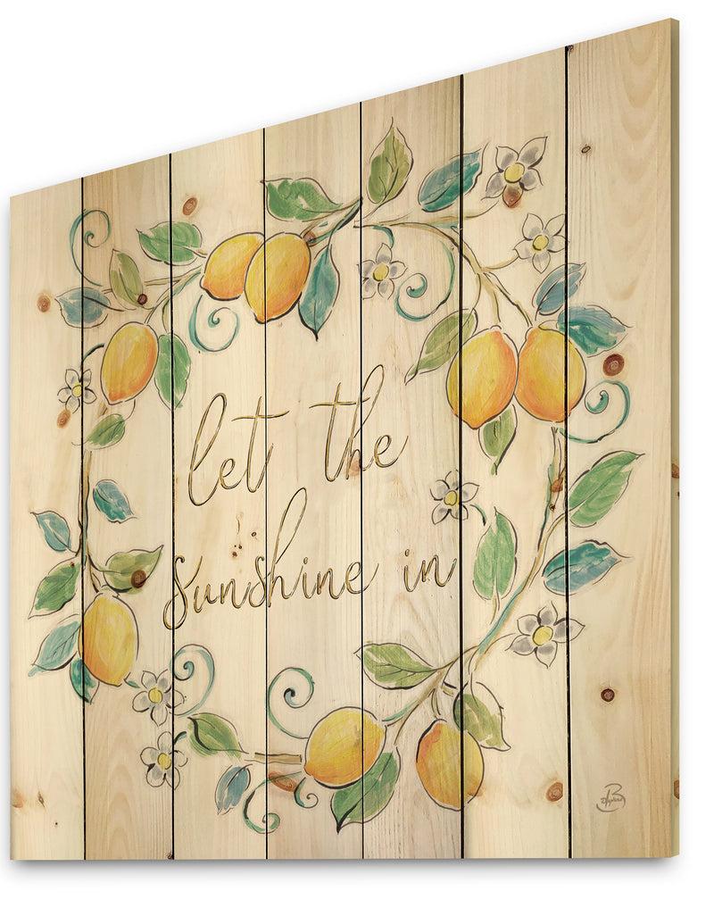 Designq Mediterranean Breeze XII - Farmhouse Print On Natural Pine Wood