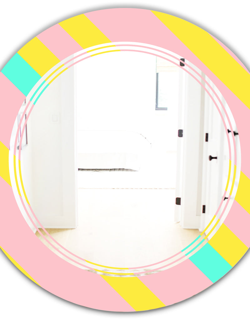 Designq Memphis Retro Neon Pattern - Modern Round Or Oval Wall Mirror - Triple C