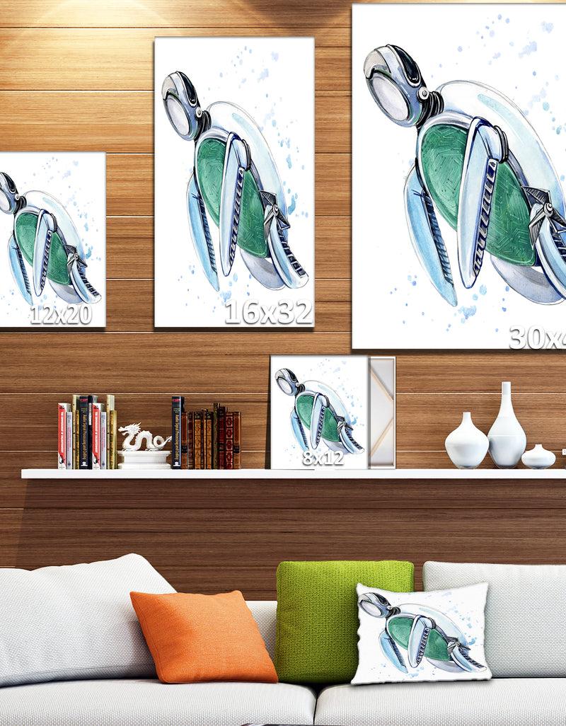 Designq Metal Robot Turtle - Animals Painting Print On Wrapped Canvas