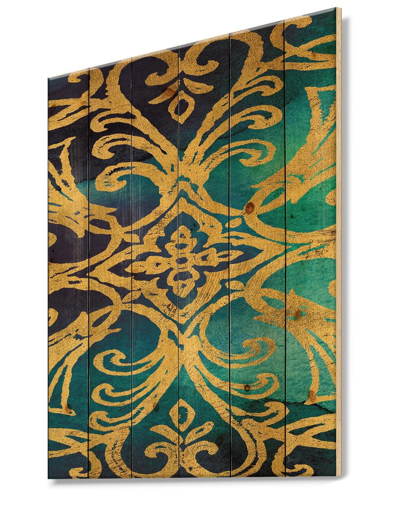 Designq Metallic Glam Indigo Form I - Transitional Print On Natural Pine Wood