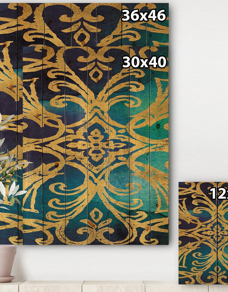 Designq Metallic Glam Indigo Form I - Transitional Print On Natural Pine Wood