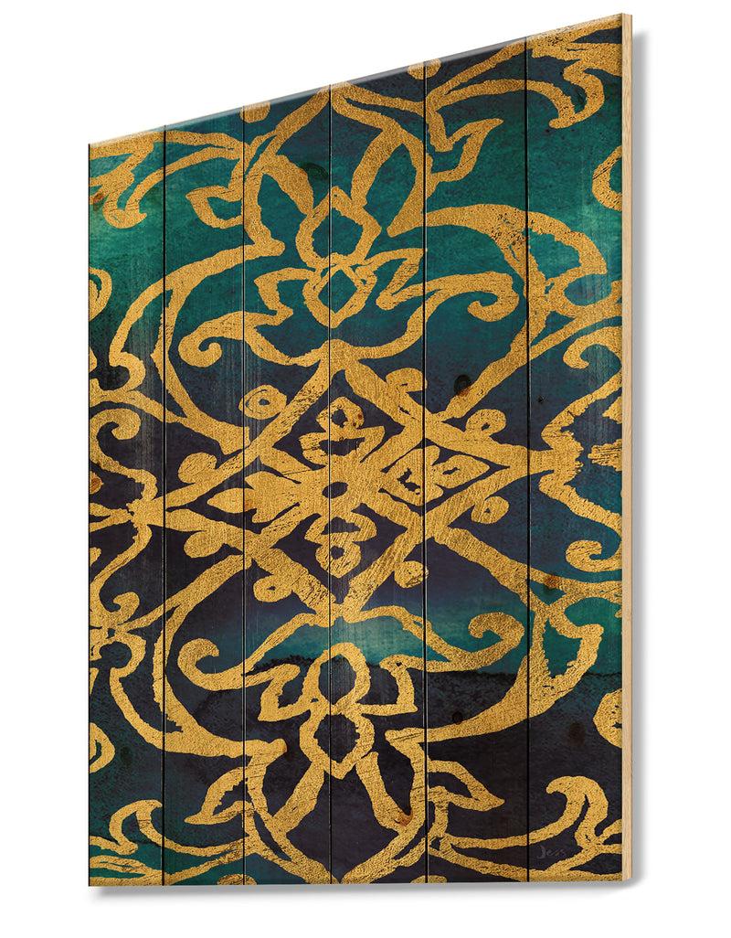 Designq Metallic Glam Indigo Form II - Transitional Print On Natural Pine Wood
