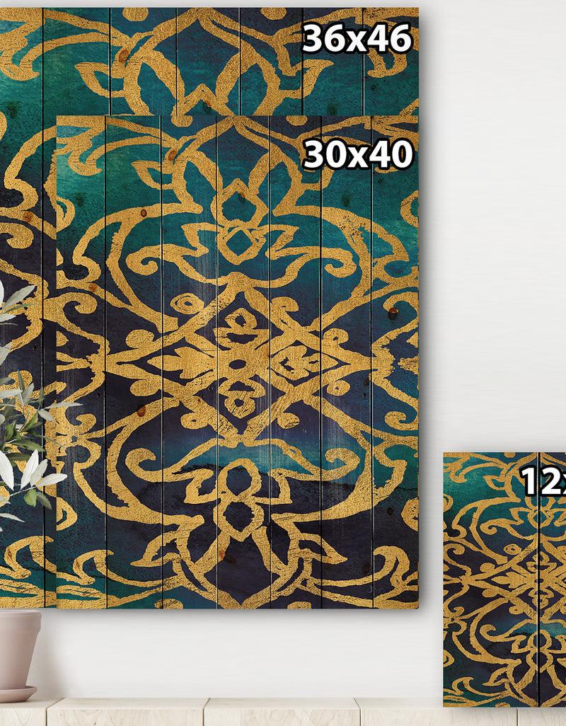 Designq Metallic Glam Indigo Form II - Transitional Print On Natural Pine Wood